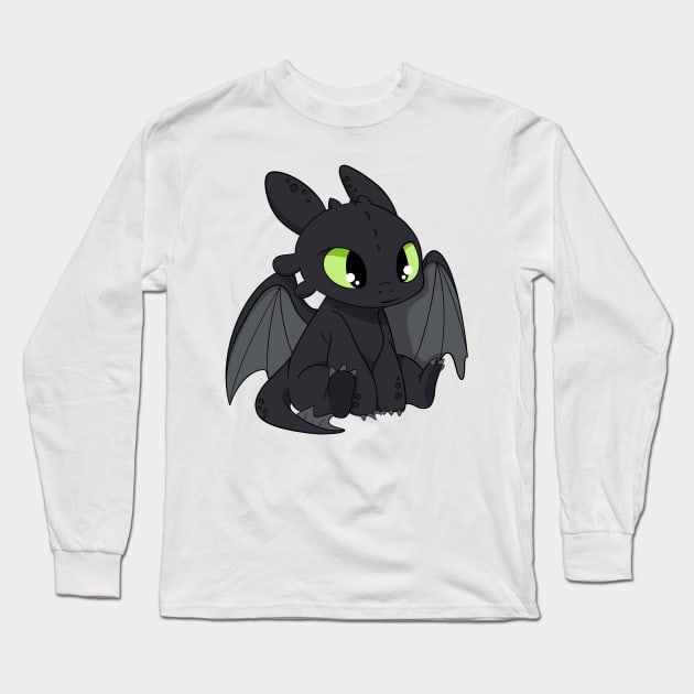 Pretty Toothless, Night fury fanart, How to train your dragon character design Long Sleeve T-Shirt by PrimeStore